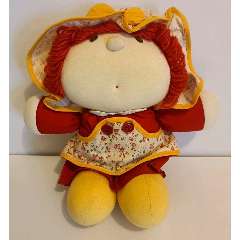 Vtg 1970s K.Y. Intl inc Rag Doll-Red Yarn Hair-Dress‎ And Bonnet